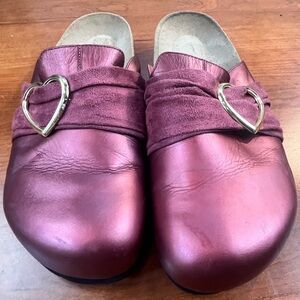 Birkenstocks Tatami Libra Rose Leather Mules Clogs Sz 8 Suede Hearts